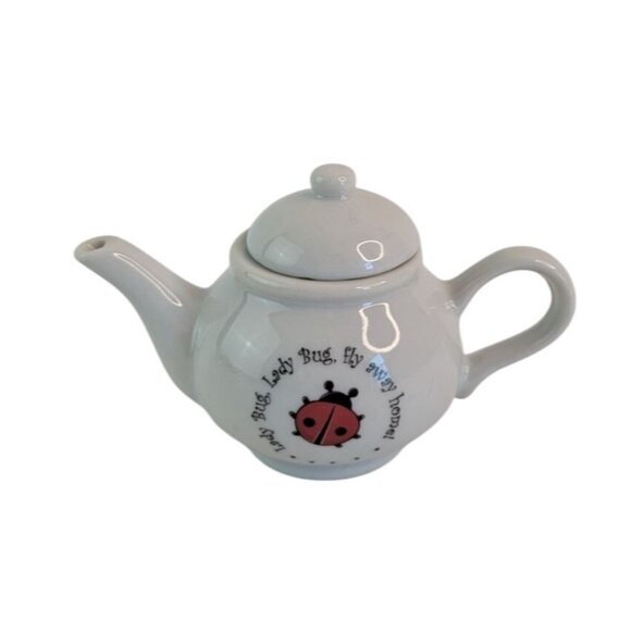 Schylling Childs Miniature Tea Set Ladybug Fly Away Home Collectible White Red - Picture 10 of 11